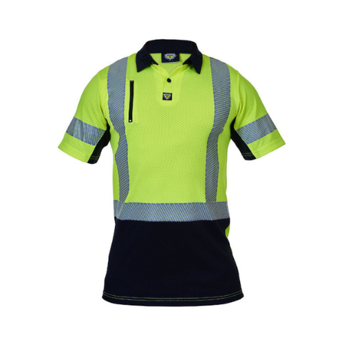 CAUTION HI-VIS DAY/NIGHT MICROVENT PREMIUM POLO, YELLOW/BLACK