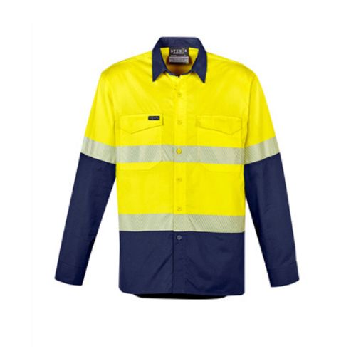 yellow and navy long sleeve hi vis shirt 